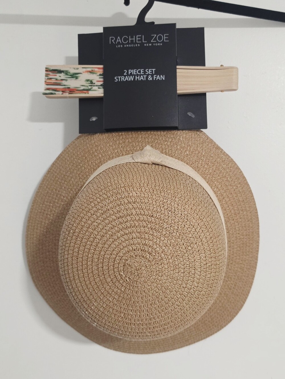Rachel Zoe Tan Straw Hat with Fan
